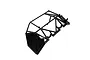 A black plastic left roll cage door component for a Losi RC vehicle, shown from an angled perspective against a white background.