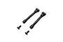 Two black steel steering posts and two matching flat-head screws for Losi RC vehicles.
