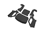 A set of five matte black RC car body panels arranged on a white background.