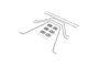 Hangar 9 float strut set including metal wire struts, plastic mounting plates, and small screws on a white background.