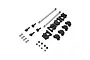 Losi Side Roll Cage Latch Set including metal rods, black plastic mounts, springs, and small hardware components on a white background.
