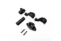 Losi dual sided servo saver and bellcrank set components including plastic arms, a sleeve, and two screws on a white background.