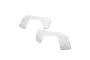 A pair of white plastic rear fender body panels for an RC vehicle, shown against a plain white background.