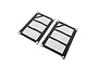 A pair of black rectangular RC window nets with metal eyelets, isolated on a white background.