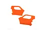 Two fluorescent orange plastic RC car door panels for Losi vehicles, shown against a plain white background.