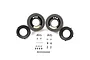 Pro-Line 1.9 inch Rock-Tek tyre weight system components including foam inserts, brass weights, and mounting hardware on a white background.