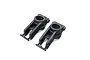 Two black plastic Losi 1/5 scale rear hub carriers shown from a high angle against a white background.
