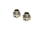 Two silver-coloured metal 17mm wheel hex adapters for RC cars, shown against a plain white background.