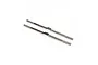 Two silver metal RC turnbuckles with threaded ends and a central hexagonal adjustment section, isolated on a white background.