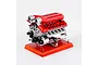 A detailed, assembled Teching DM108 V12 engine model kit mounted on a polished wooden base against a plain white background.