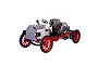A studio shot of the Teching DM227 classic car metal model kit, featuring a vintage design with red wheels, a silver chassis, and an exposed engine block.