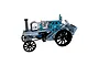 A studio shot of the Teching DM234 steam automobile metal model kit, featuring a silver and blue mechanical design with large black wheels.