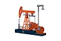 A Teching DM601 metal oil pumping machine model kit featuring orange structural components and a dark blue base against a white background.