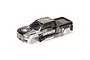 ARRMA 1/10 Granite 4X4 painted clipless RC truck body shell in gunmetal grey with black and white graphic patterns.