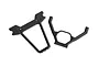 Two black plastic Traxxas rear bumper mount and brace components isolated on a white background.