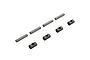 A set of ARRMA CVD pins and associated cylindrical components arranged on a white background.