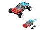 Pro-Line Crowd Pleazer body shell for 1/28 scale RC truck, shown installed on a chassis and as a separate painted shell with accessories.