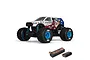 ARRMA Freedom Flyer Grom 1/16 scale RC monster truck with patriotic livery, shown with included Spektrum Smart G2 battery and charger.