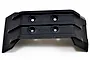 A black RPM front skid plate for an RC vehicle, featuring a molded plastic design with four mounting holes and the RPM logo embossed on the surface.