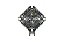 Top-down view of a black BetaFPV F4 2-3S 20A AIO flight controller board with gold solder pads and electronic components.