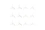 A grid of twelve clear, three-blade drone propellers arranged in three rows of four against a white background.