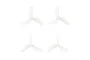 Four clear 3-blade propellers for micro drones arranged in a grid on a white background.