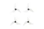 Four clear grey Gemfan 1614 3-blade propellers for micro drones arranged in a grid on a white background.