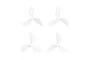 Four white 3-blade drone propellers arranged in a 2x2 grid against a plain white background.