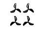 Four black 3-blade propellers for RC drones arranged in a grid on a white background.