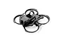 A black BetaFPV drone frame with integrated propeller guards, shown from a high-angle perspective against a white background.