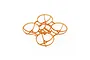 A clear orange plastic whoop drone frame with four propeller ducts on a white background.
