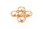 A clear orange BetaFPV drone frame with four integrated propeller guards, viewed from a high angle against a white background.