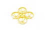 A bright yellow BetaFPV drone frame with four integrated propeller ducts, viewed from a high angle against a white background.