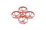 A red BetaFPV drone frame with four integrated propeller guards, viewed from a high angle against a white background.