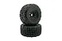Two Method RC 3.8 Terraform belted all-terrain tyres mounted on black Array rims, stacked vertically against a white background.