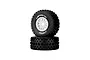 Two Method RC 2.3 Geoform all-terrain tires mounted on white 12-spoke rims, shown stacked against a white background.