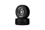 Two Method RC 2.3 Geoform all-terrain tyres mounted on grey 12-spoke rims, stacked vertically against a white background.