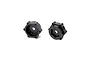 Two black metal 17mm hex wheel adapters with 12mm offset, shown from front and back angles against a white background.