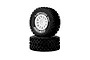 Two Method RC 1.2 Geoform all-terrain tyres mounted on white 12-spoke rims, stacked vertically against a white background.