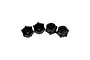 Four black 17mm wheel hex adapters for RC cars, shown from front and back angles on a white background.