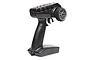 Spektrum DX3 Smart DSMR 2.4GHz RC transmitter in black with a grey steering wheel, shown from a side angle on a white background.