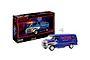 Revell 1/25 scale Stranger Things WSQK Squawk Van model kit box and a fully assembled blue radio station van model.
