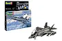 Revell 1/72 scale Lockheed Martin F-35A Lightning II plastic model kit box and a fully assembled, painted model aircraft on a white background.