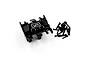 A black aluminium skid plate for an RC car with the Yeah Racing logo, accompanied by a set of black mounting screws on a white background.