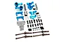 Yeah Racing Aluminium GF-02 Essential Drivetrain Conversion Kit in blue, featuring various metal suspension and drivetrain components.