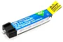 E-Flite 1S 3.7V 150mAh 45C LiPo battery with a black connector and blue and yellow warning label.
