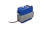 Traxxas 2085 waterproof servo for 1/5 scale RC vehicles, featuring a blue plastic case and a silver metal heatsink.