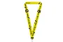 A bright yellow CaddxFPV branded lanyard featuring black text and logos, with black plastic adjusters and a silver metal lobster clasp.