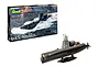 Revell 1/305 scale U.S.S. Nautilus submarine plastic model kit box and assembled model on display stand.