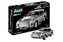 Revell 1/24 scale James Bond Aston Martin DB5 model kit box and assembled model car on a white background.